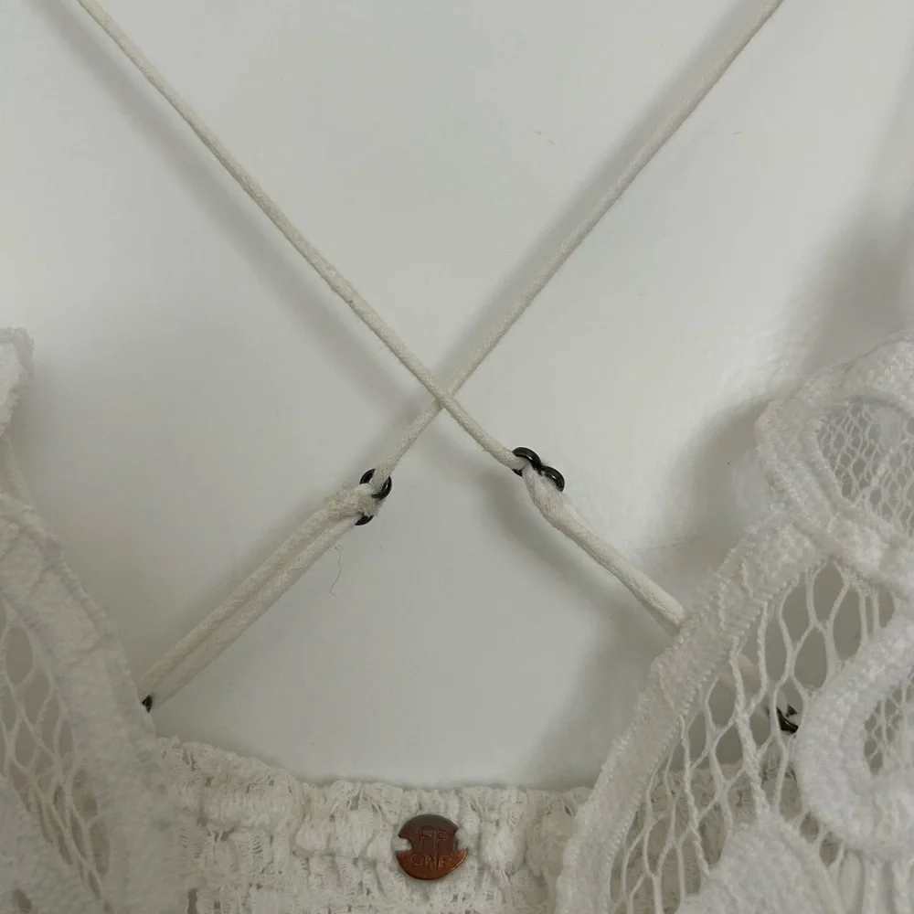 Free People One Adella White Lace Bralette Crop Top size s boho chic festival